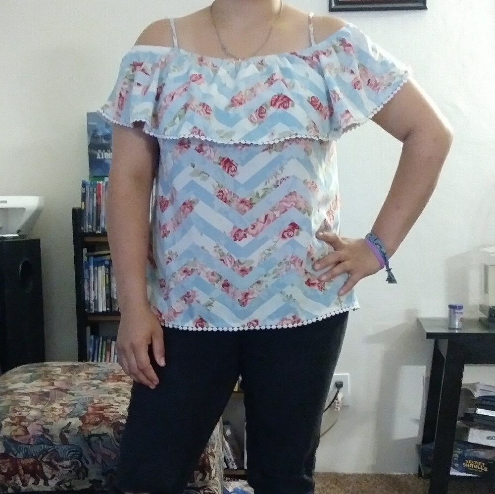 Floral stripe blouse